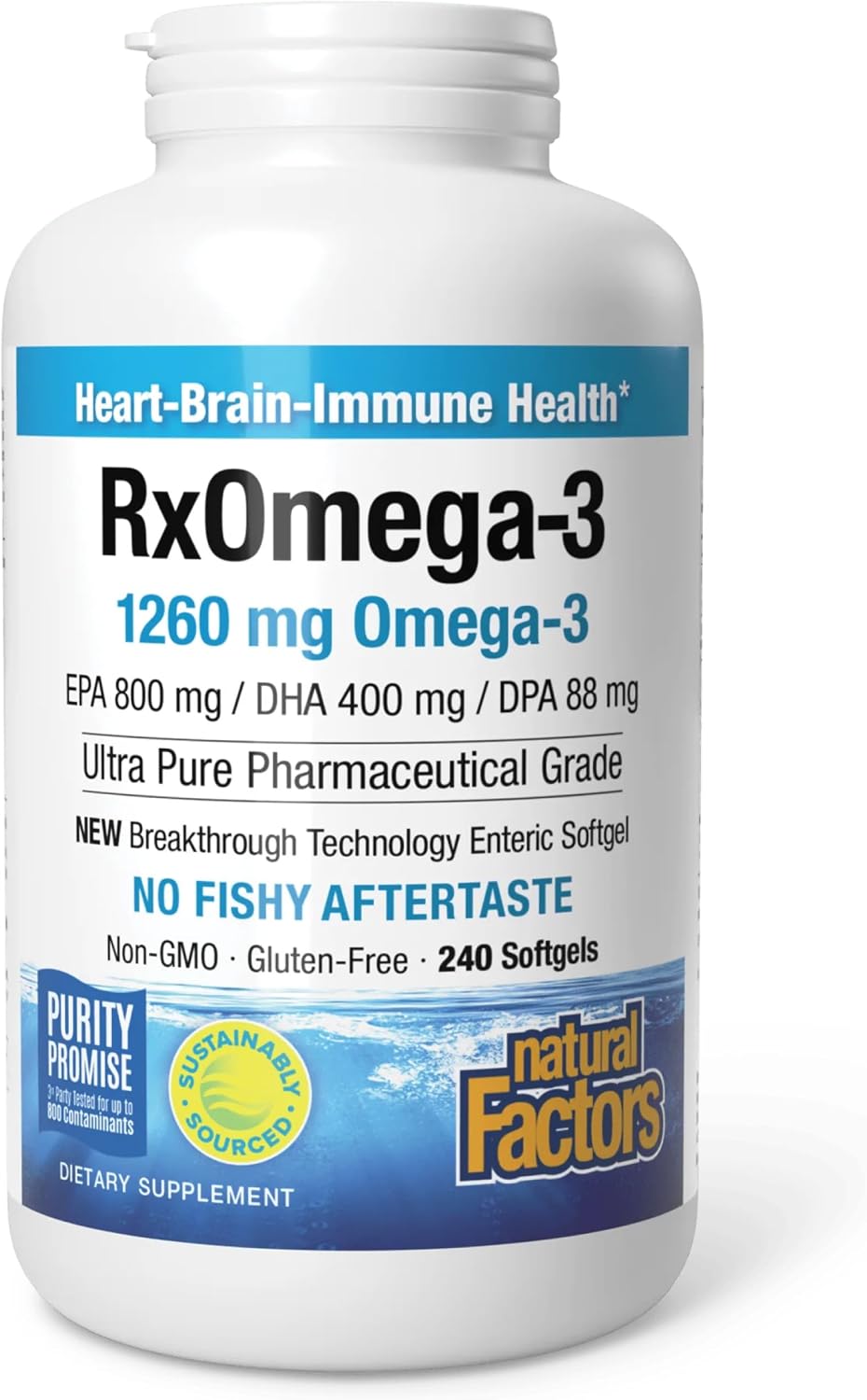 Natural Factors RxOmega-3 1,260 mg Omega-3 Fish Oil, 240 Softgels
