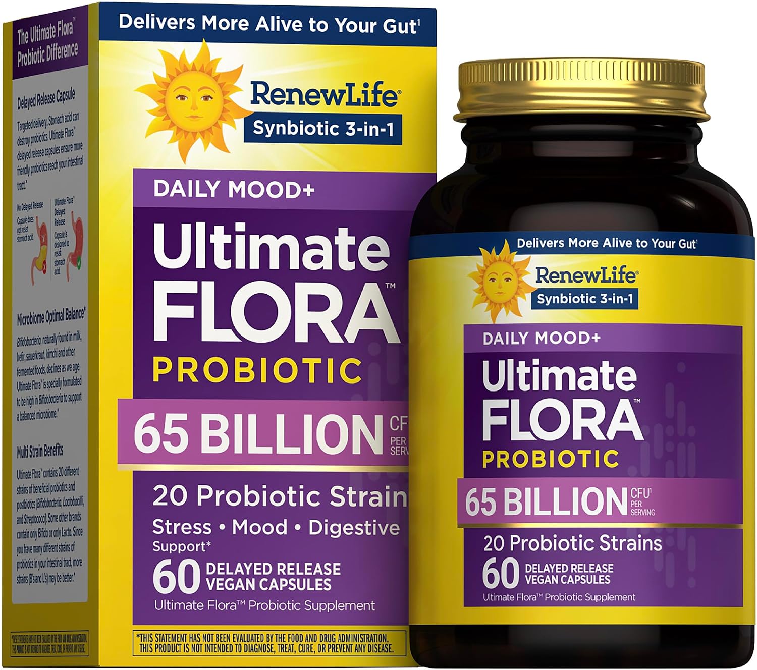 Renew Life Ultimate Flora Probiotics Daily Mood Support 65 Billion CFU