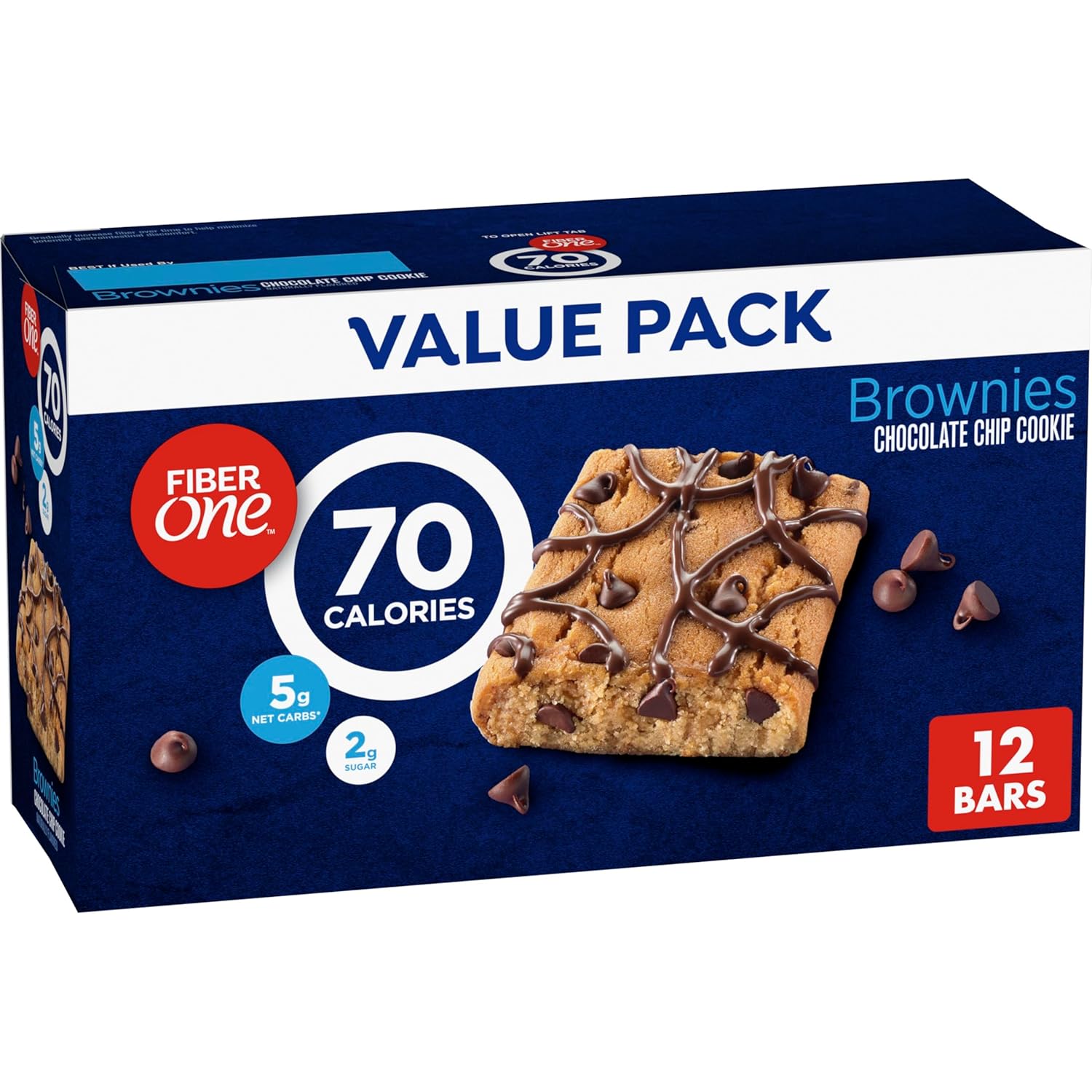 Fiber One 70 Calorie Chocolate Chip Cookie Brownies, 12 ct, 10.6 oz