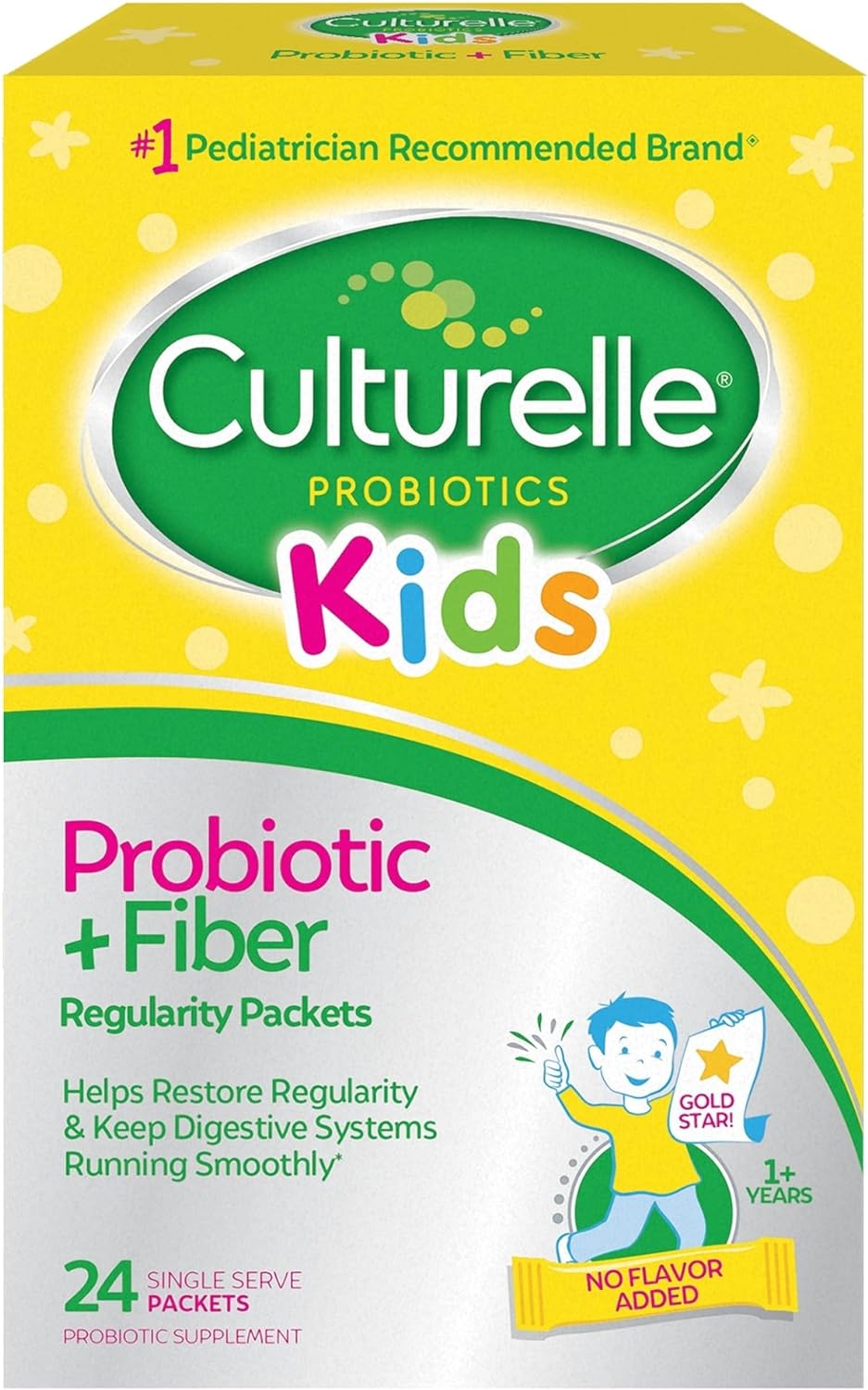 Culturelle Kids Probiotic + Fiber Packets, Ages 1+, Unflavored, 24 Count