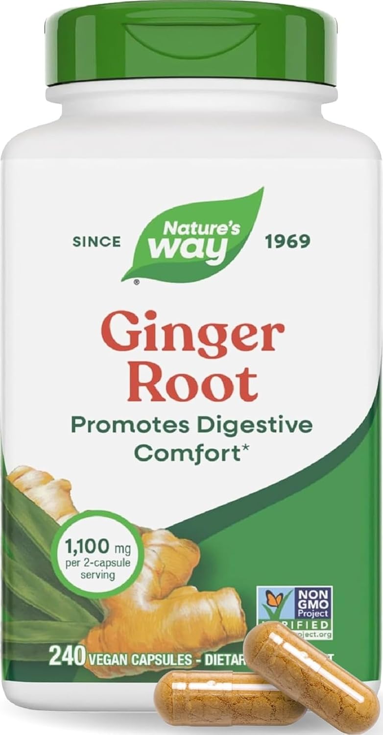 Nature’s Way Ginger Root Capsules,1,100 mg per Serving, Vegan, 240 ct