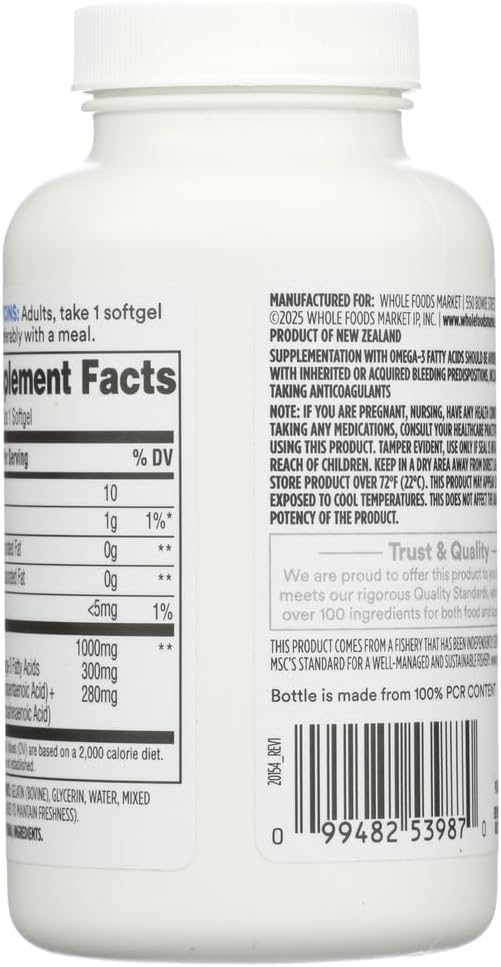 365 by Whole Foods Market Full Size Fish Omega 1000MG, 100 CT