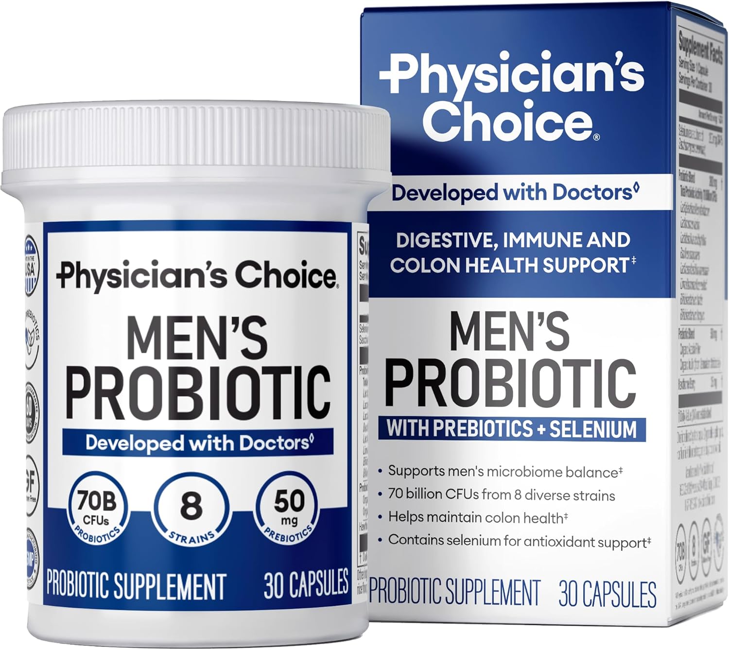 Physician’s Choice Probiotics for Men – 70 Billion CFU – 8 Strains – w/Selenium