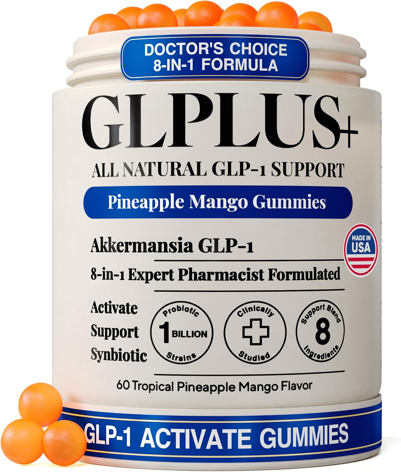 GLP-1 Weight Loss Gummies for Women & Men, 8-in-1 Akkermansia Probiotic