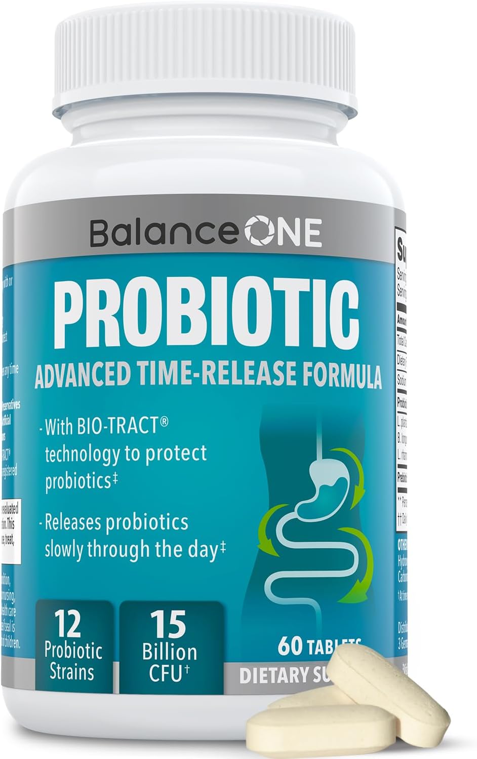 Balance ONE Probiotic for Women & Men, 15 Billion CFU, 12 Strains, 60 Count