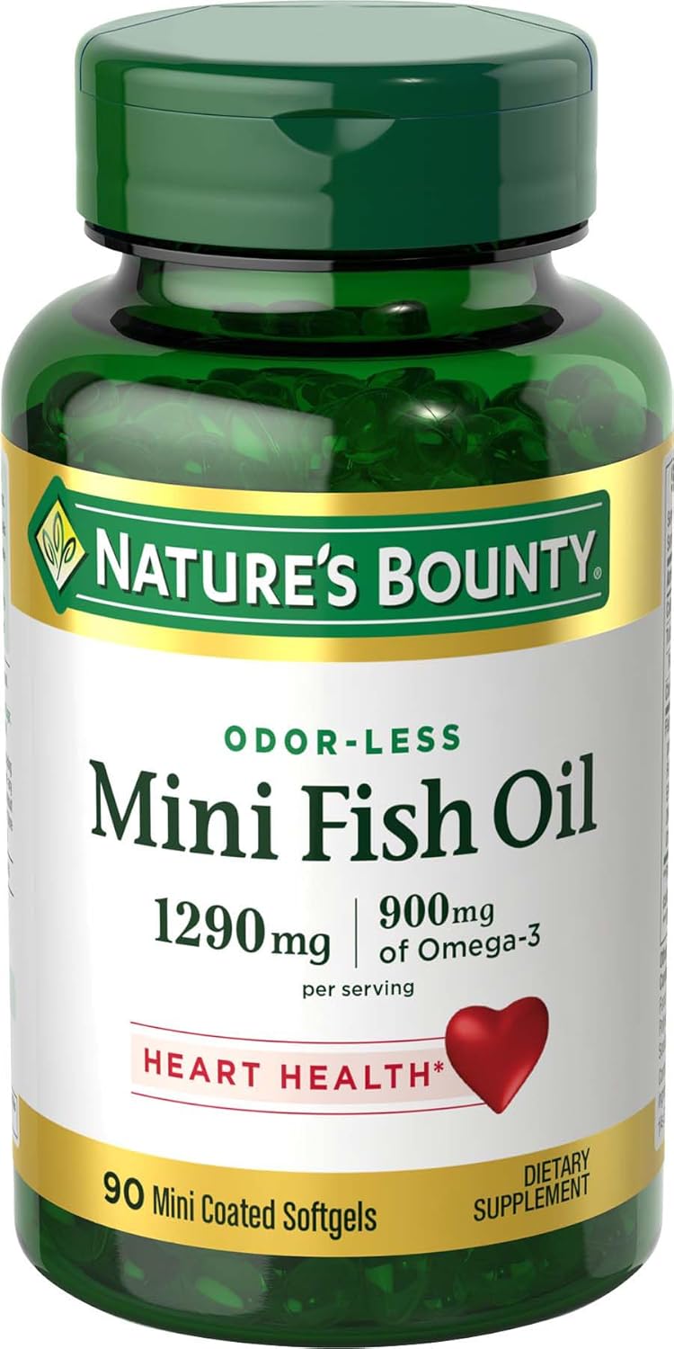 Nature’s Bounty Mini Fish Oil Softgels, Burpless Omega 3 Supplements