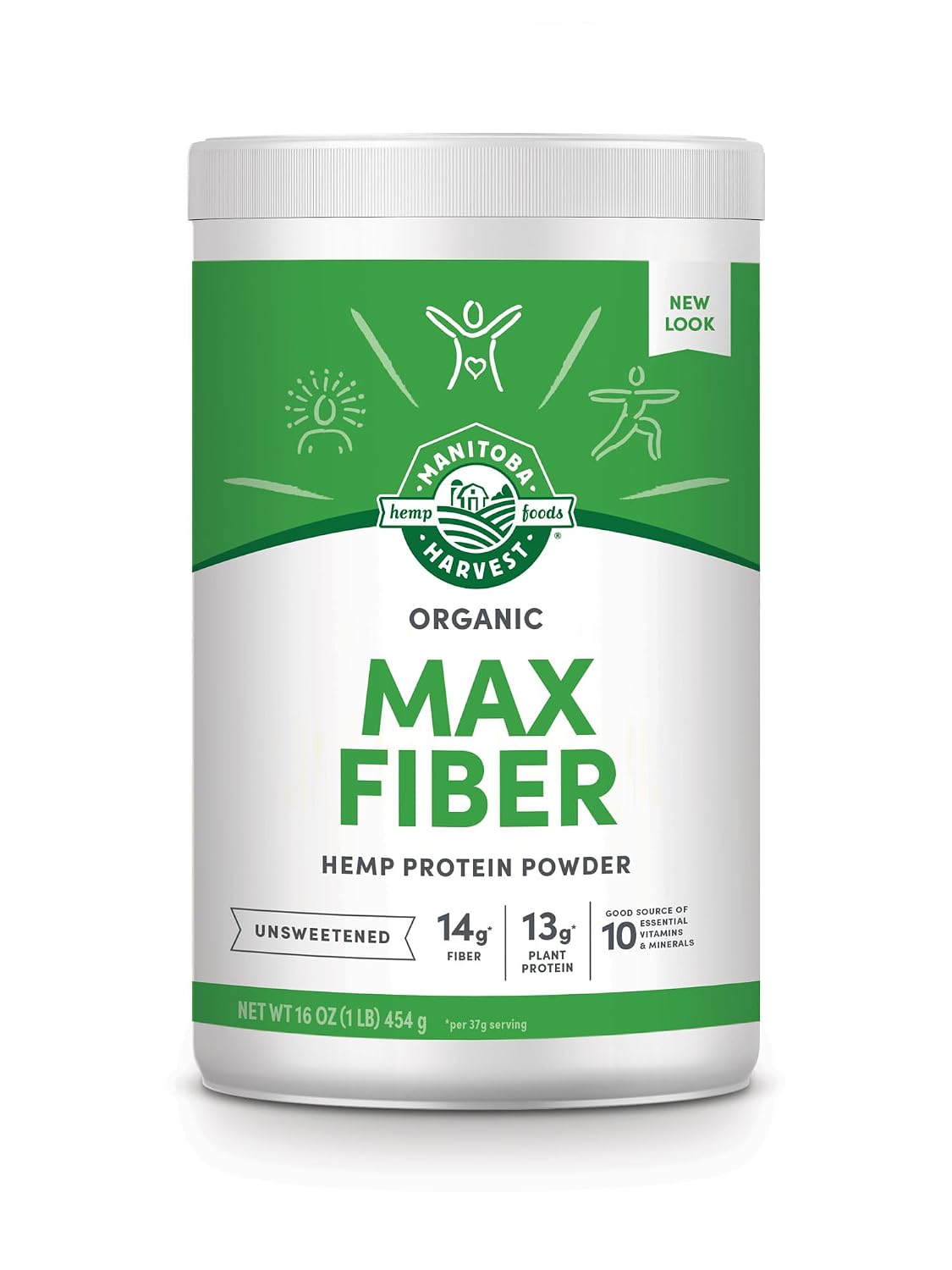Manitoba Harvest Organic Max Fiber Protein Powder, Unsweetened, 16 oz