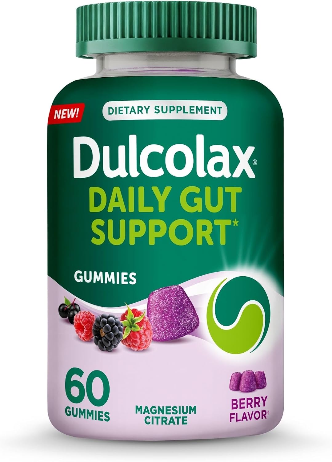 Dulcolax Daily Gut Support Gummies, Magnesium Formula, Berry Flavor, 60-Ct