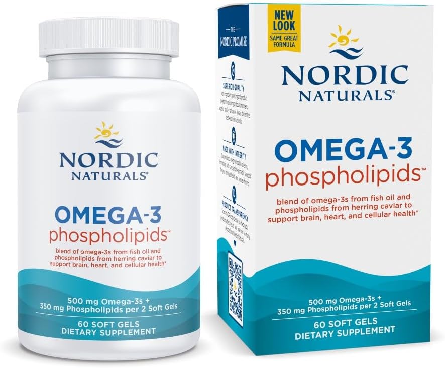 Nordic Naturals Omega-3 Phospholipids, Unflavored – 60 Soft Gels – 500 mg Omega-3 &