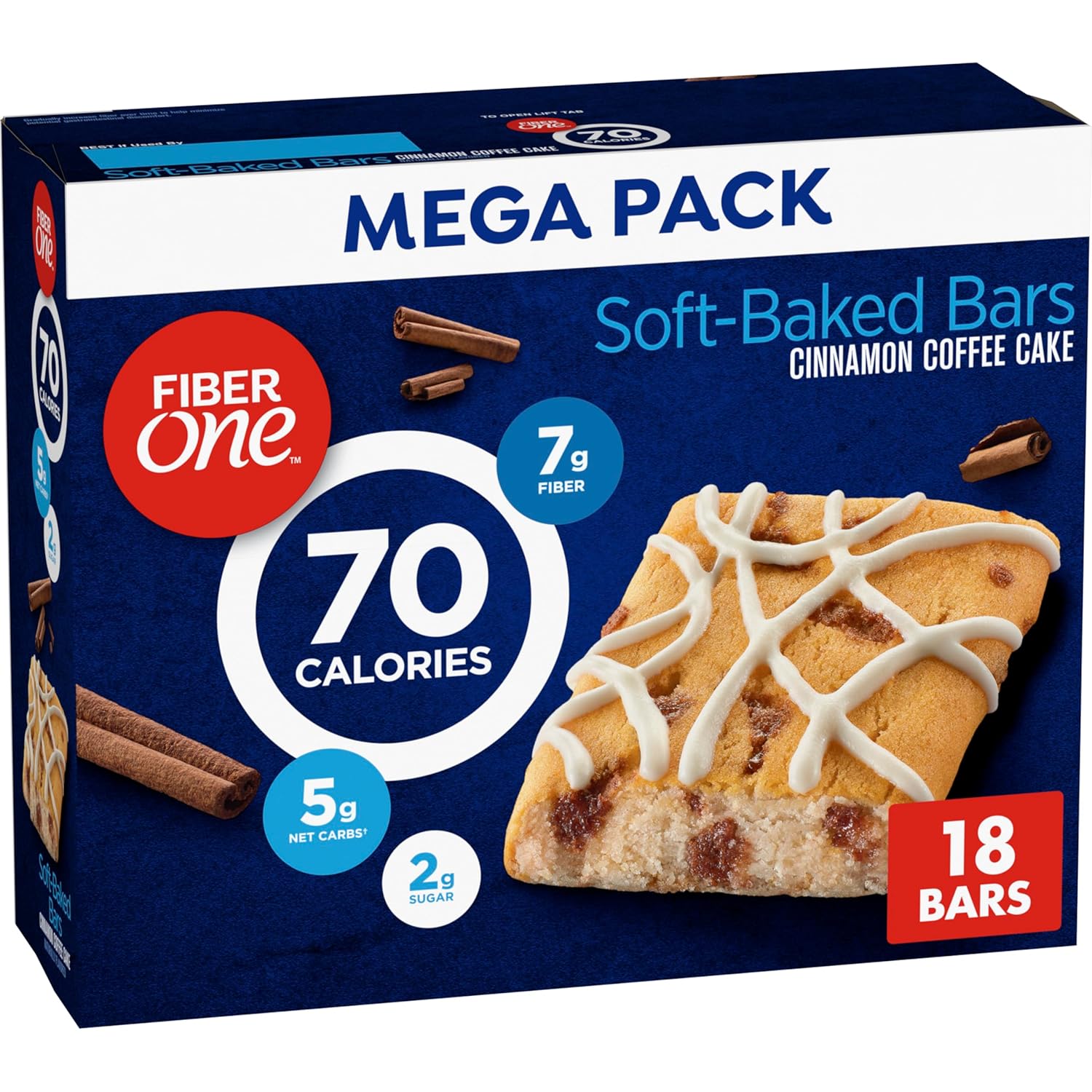 Fiber One 70 Calorie Cinnamon Coffee Cake Soft Baked Bars, 18 ct, 16 oz