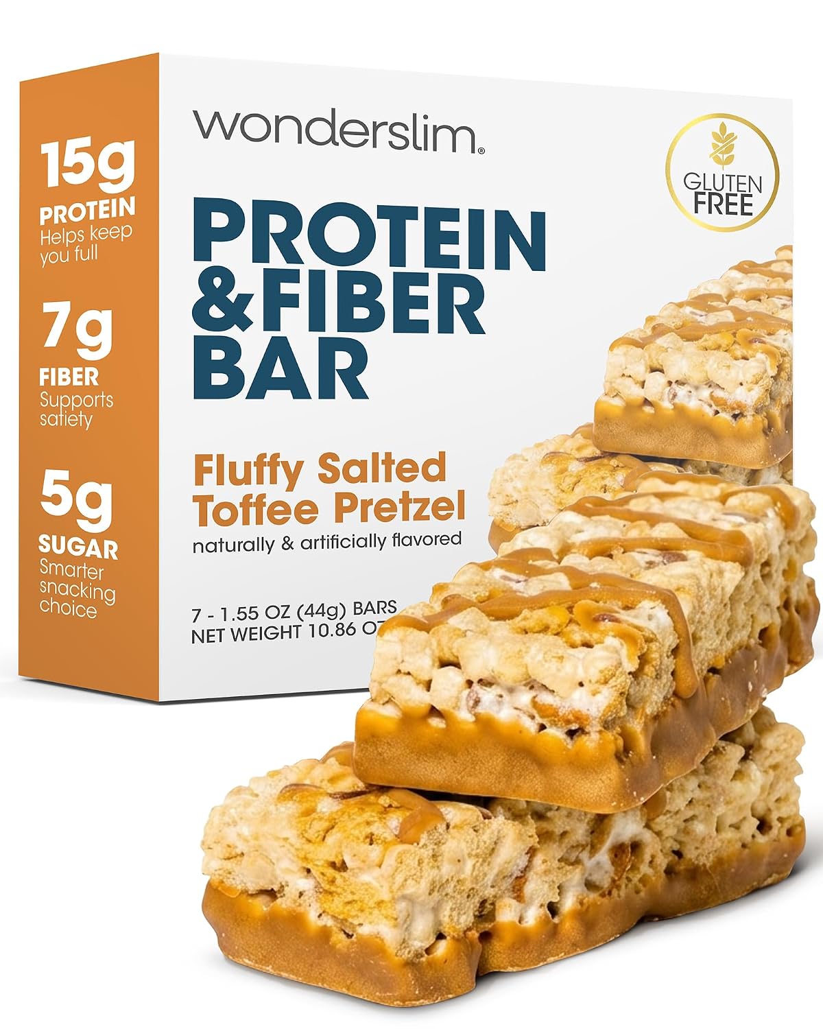 Wonderslim High Fiber, High Protein Bars – 7 Pack (Salted Toffee Pretzel)