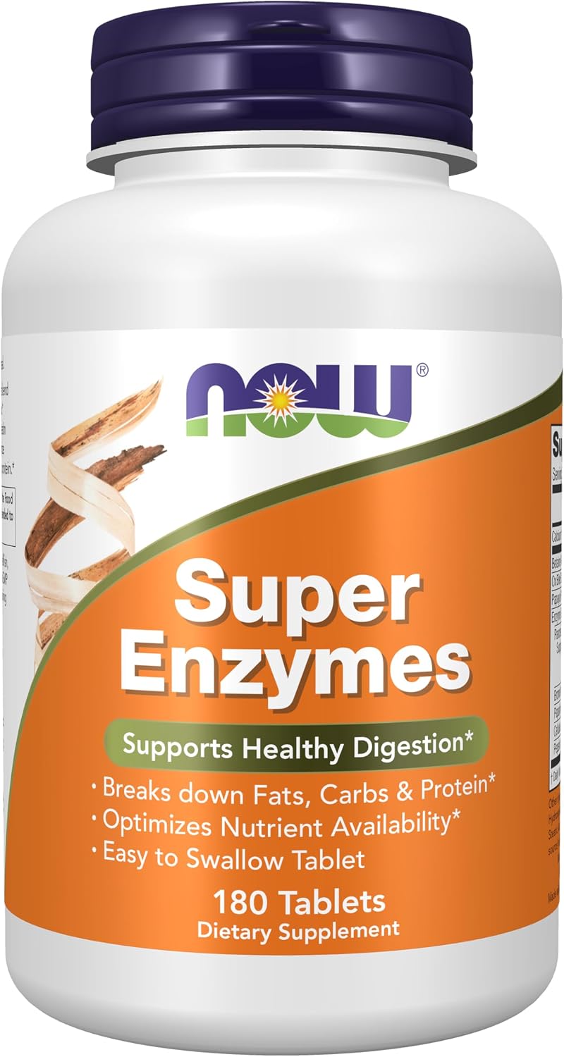 NOW Foods Supplements, Super Enzymes, Formulated with Bromelain, Ox Bile, Pancreatin and Papain, 180