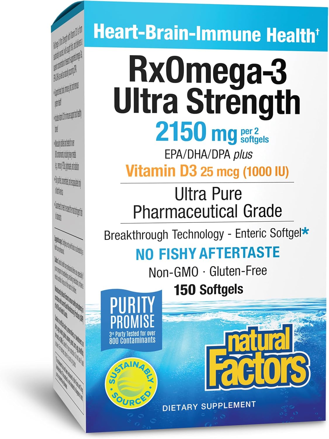 Natural Factors RxOmega-3 Ultra Strength with Vitamin D3, 150 Softgels