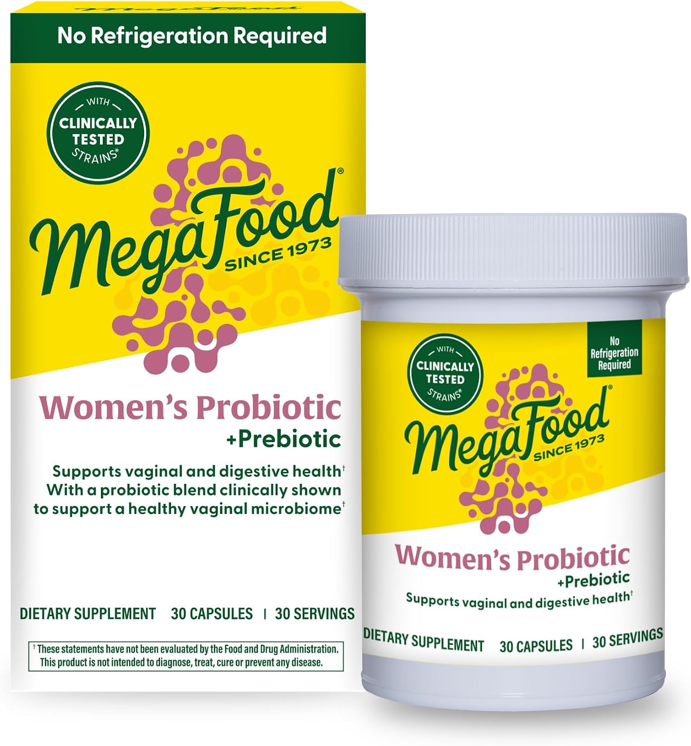 MegaFood Womens Probiotic Prebiotic, Vaginal Probiotics, 30 Capsules