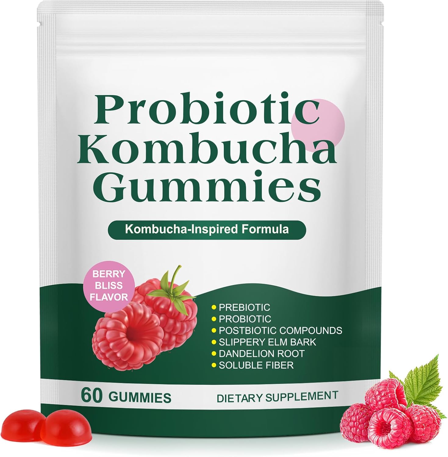 Probiotic Kombucha Gummies, with Prebiotics, Probiotics & Postbiotics