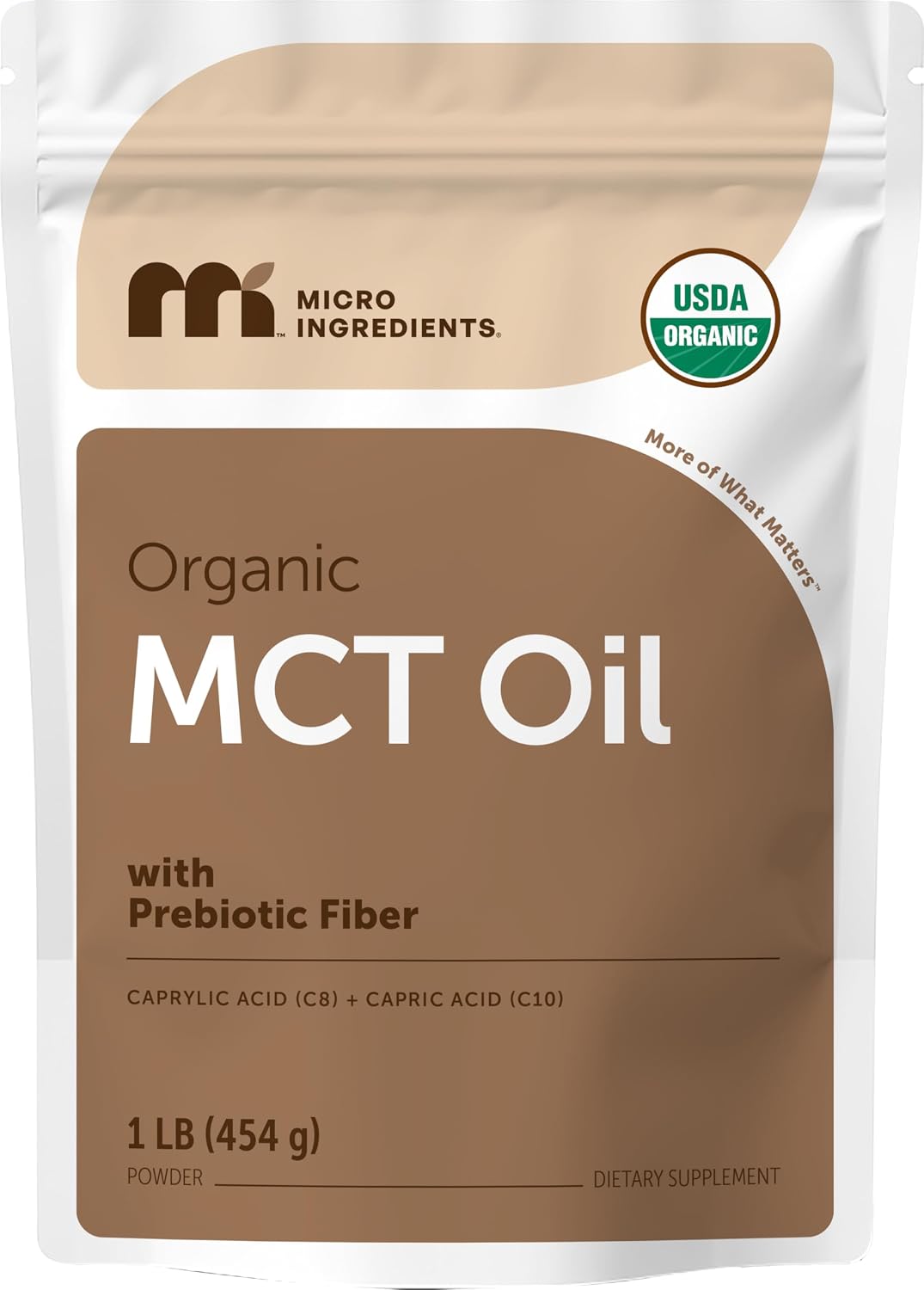 Micro Ingredients Organic MCT Oil Powder with Prebiotic Fiber, 1 lb (16 oz)