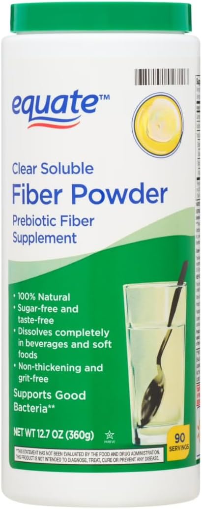 Equate Clear Soluble Fiber Powder Prebiotic Supplement, 12.7 oz, 90 Servings Sticker