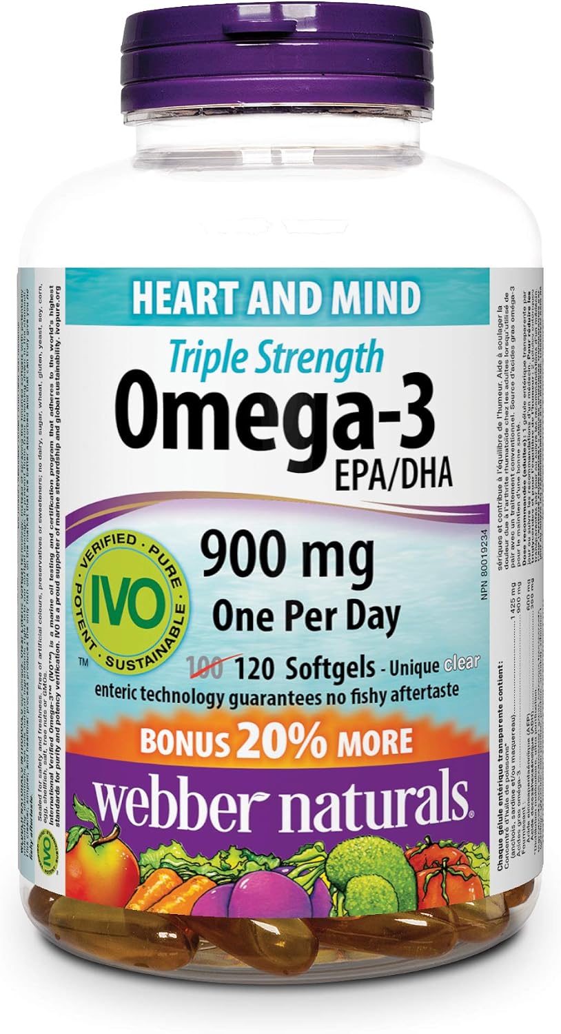 Webber Naturals Triple Strength Omega-3, Value Size, 900 Mg Bonus 120-Count