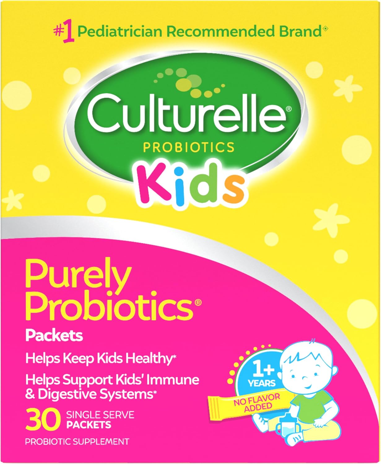 Culturelle Daily Probiotic Packets for Kids, Ages 1+, Unflavored, 30 Count