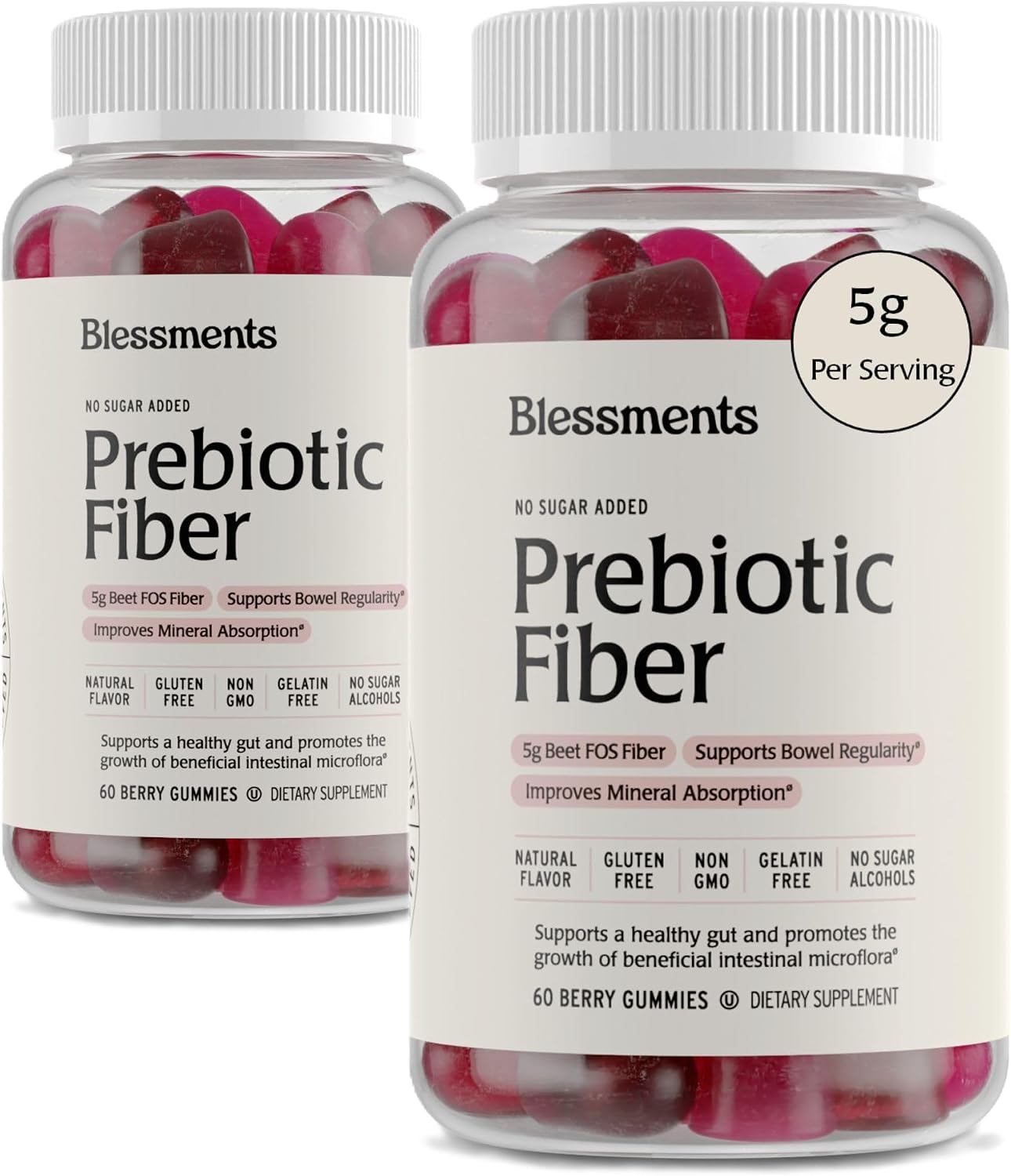 Prebiotic Fiber Gummies, No Added Sugar, 5g, 60 Count, 2-Pack
