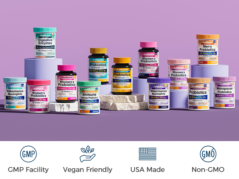 NewRhythm Probiotics + Superfoods is made in the USA and non-GMO