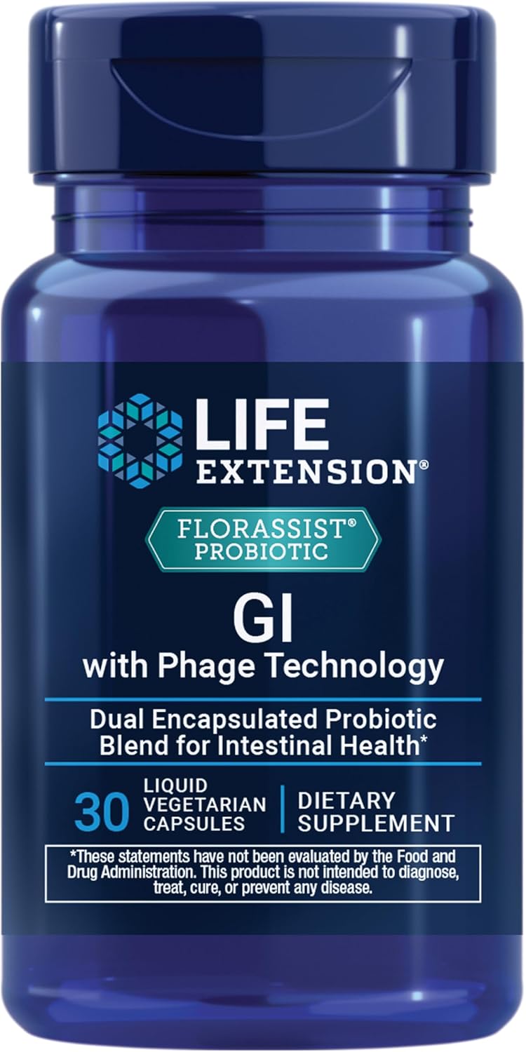 Life Extension FLORASSIST® Probiotic GI with Phage Technology, Digestive Health Supplement, microbiome