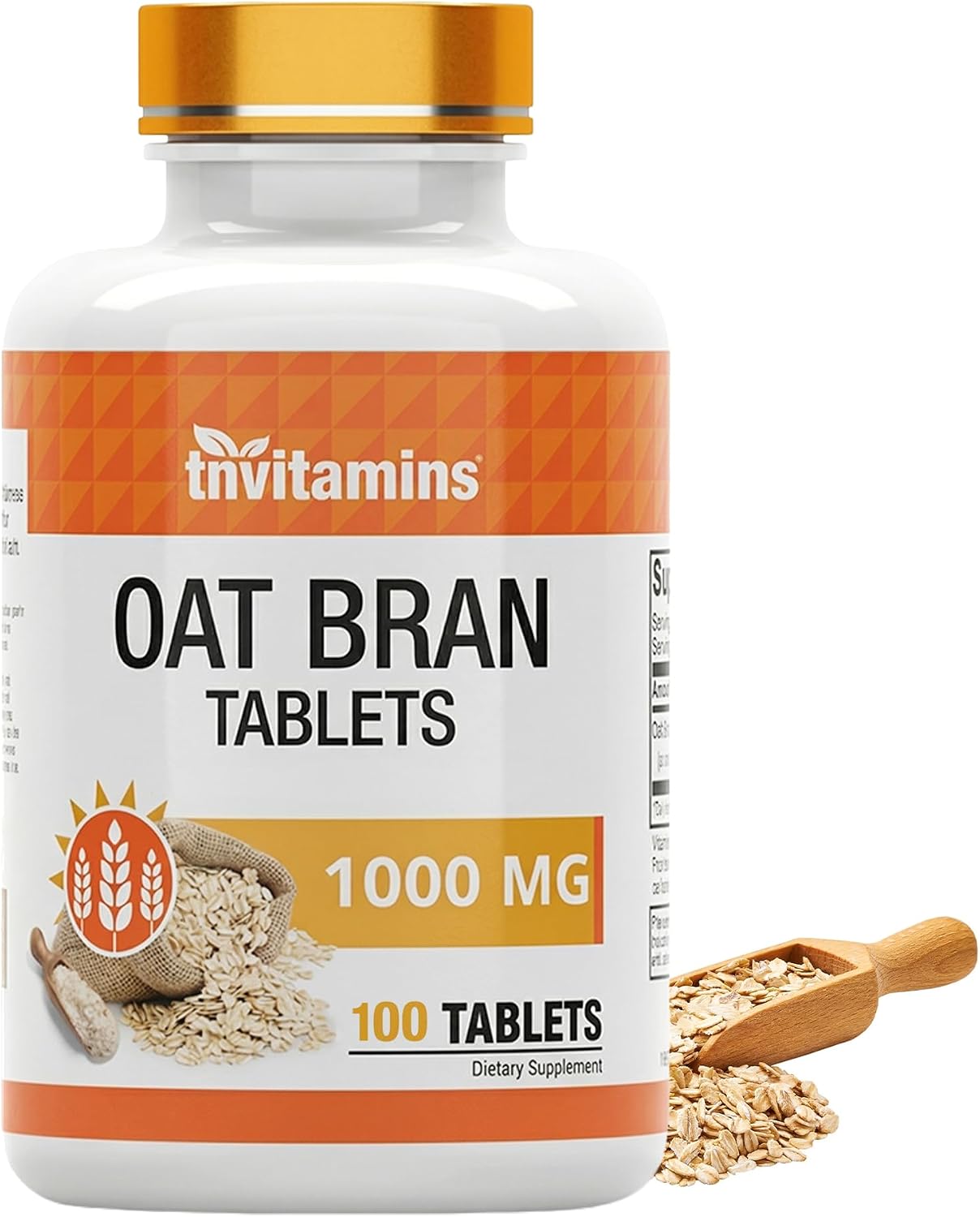 tnvitamins Oat Bran Tablets | 100 Tablets x 1,000 MG per Tablet | Oat Fiber Tablets | Soluble &