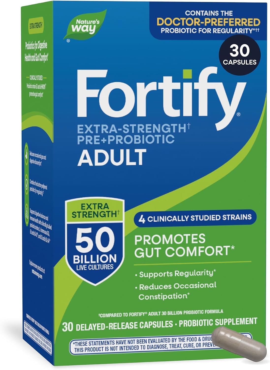 Nature’s Way Fortify Adult Extra-Strength(1) Probiotic, 50 Billion, 30 ct