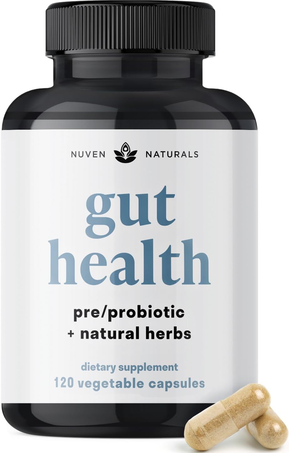 Nuven Naturals All-in-One Gut Health w/Probiotics, Prebiotics, Digestion-Supporting Herbs, and Adaptogens