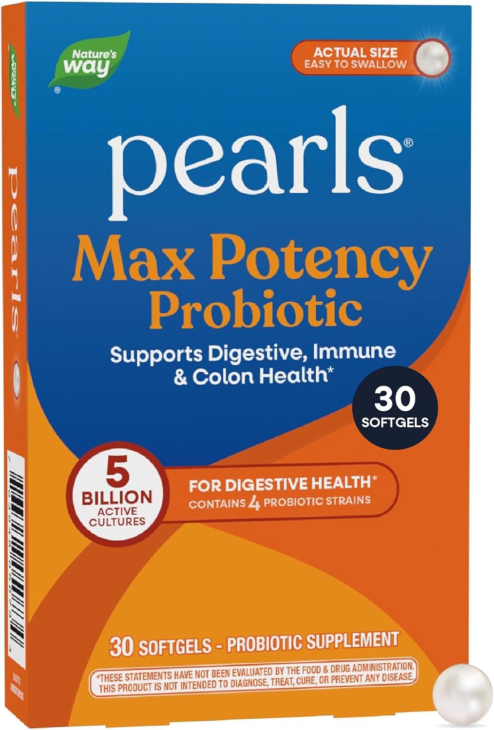 Nature’s Way Probiotic Pearls Max Potency Softgels, 5 Billion CFU, 30 ct