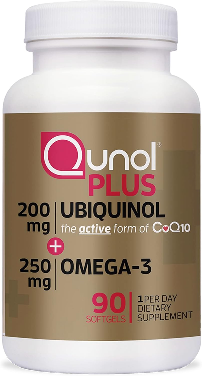 Qunol Ubiquinol 200mg + Omega-3 250mg, Extra Strength Antioxidant, 90ct