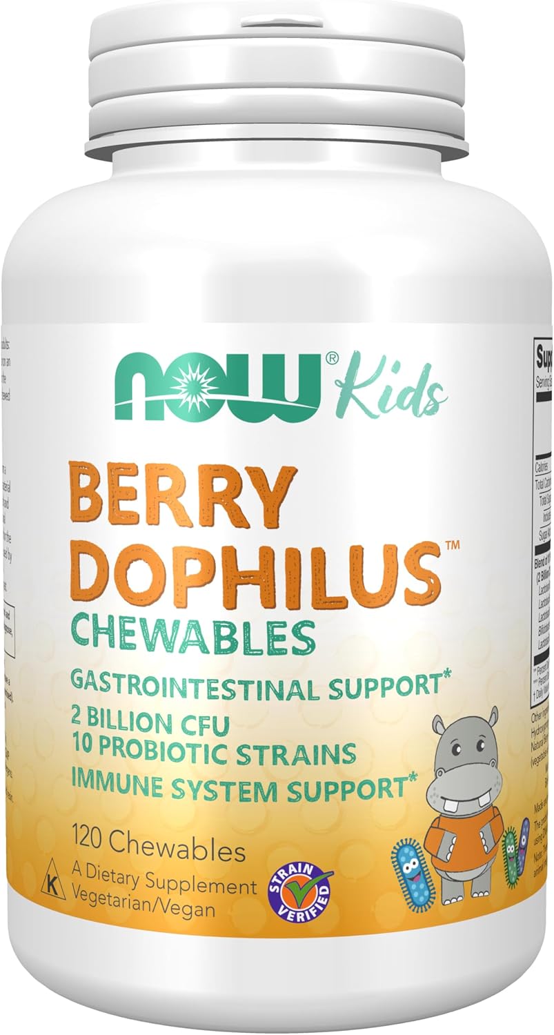 NOW Foods Supplements, BerryDophilus™ with 2 Billion, 10 Probiotic Strains, Xylitol Sweetened, Strain