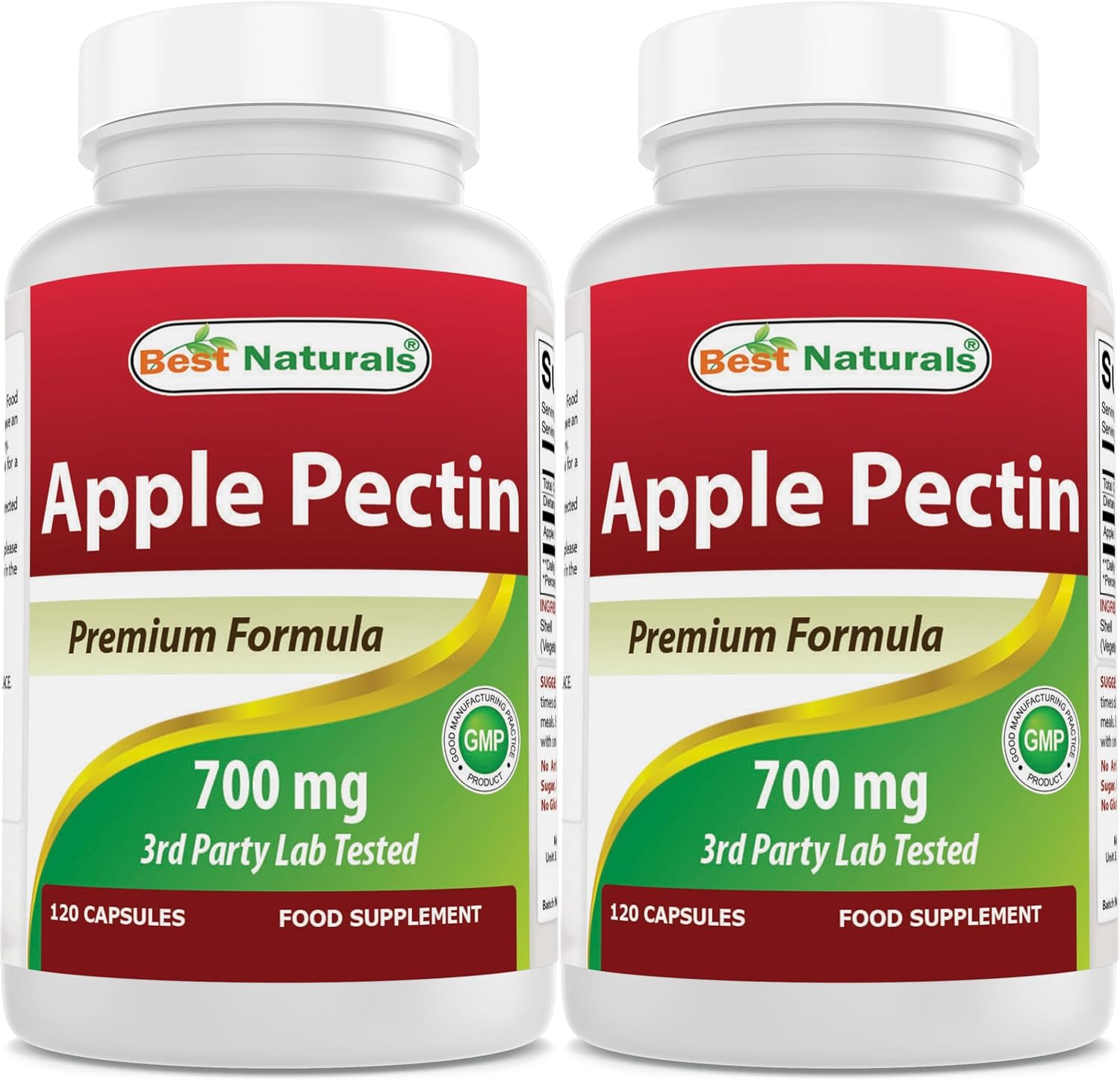 Best Naturals Apple Pectin 700 mg – Dietary Fiber – Intestinal Support – 120 Capsules