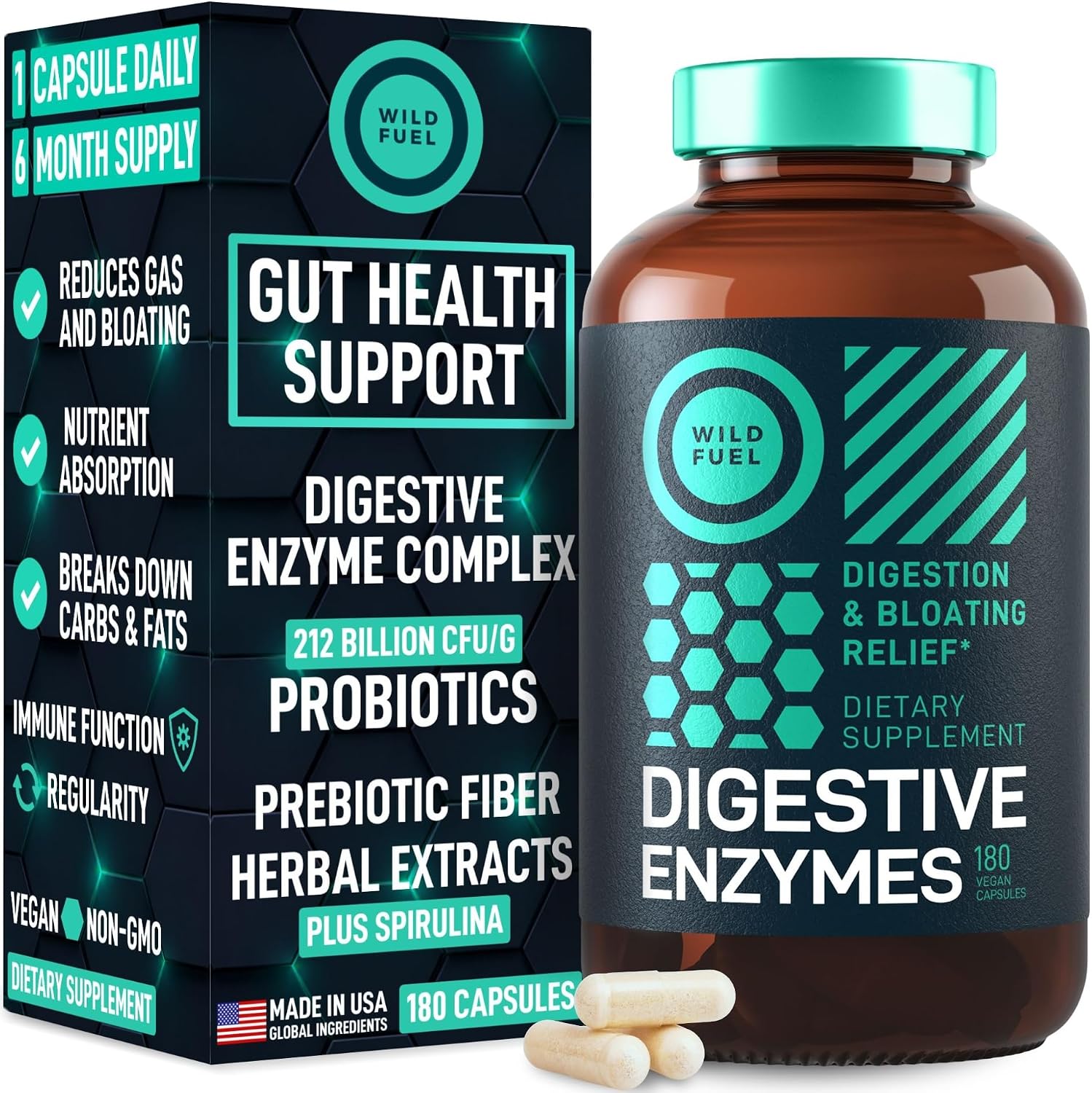 Complete Digestive Enzymes for Women & Men – 800mg Vegan Digestive Enzymes and Probiotics