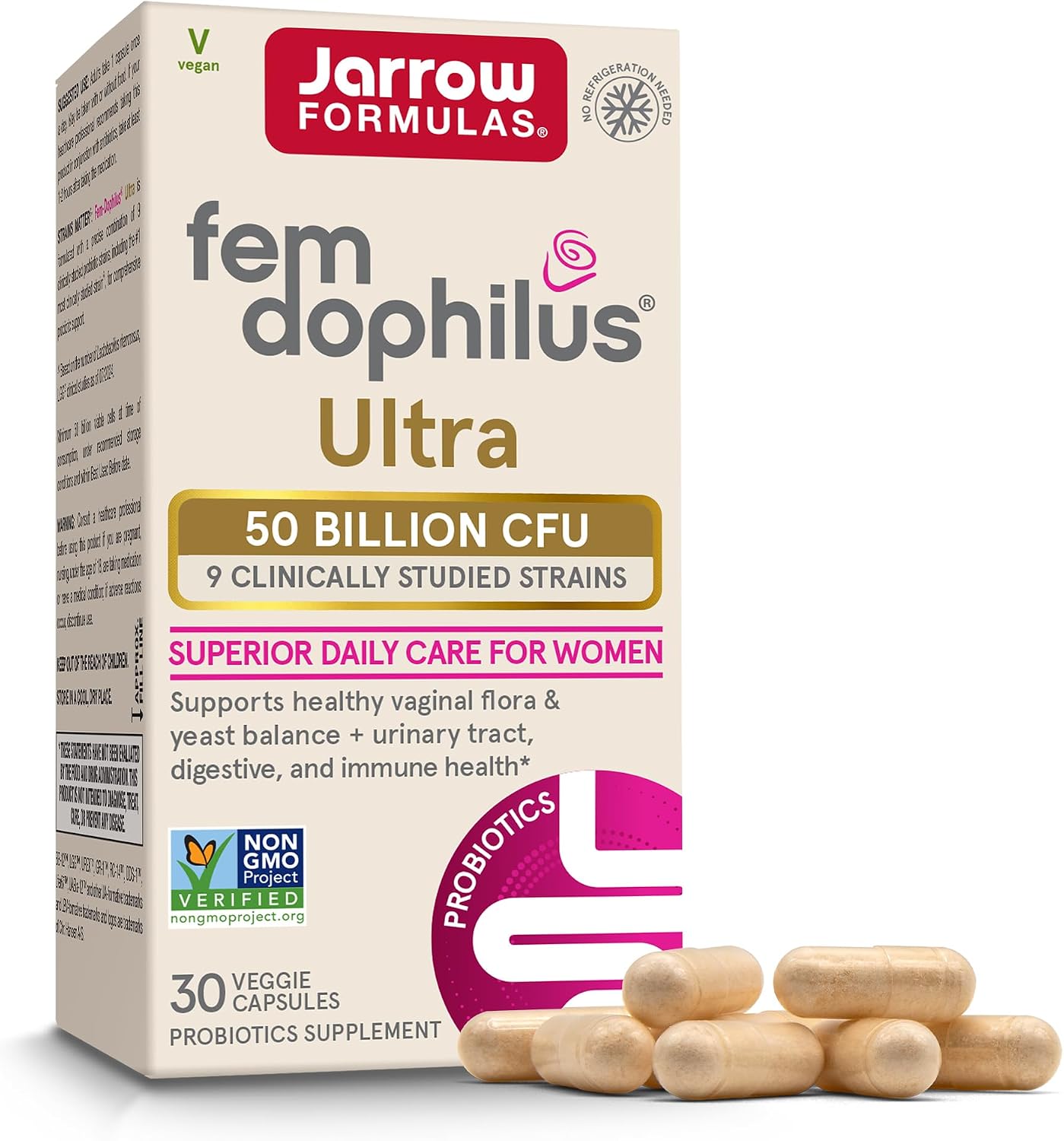 Jarrow Fem-Dophilus Ultra, Vaginal & Digestive Probiotic, 30 Capsules