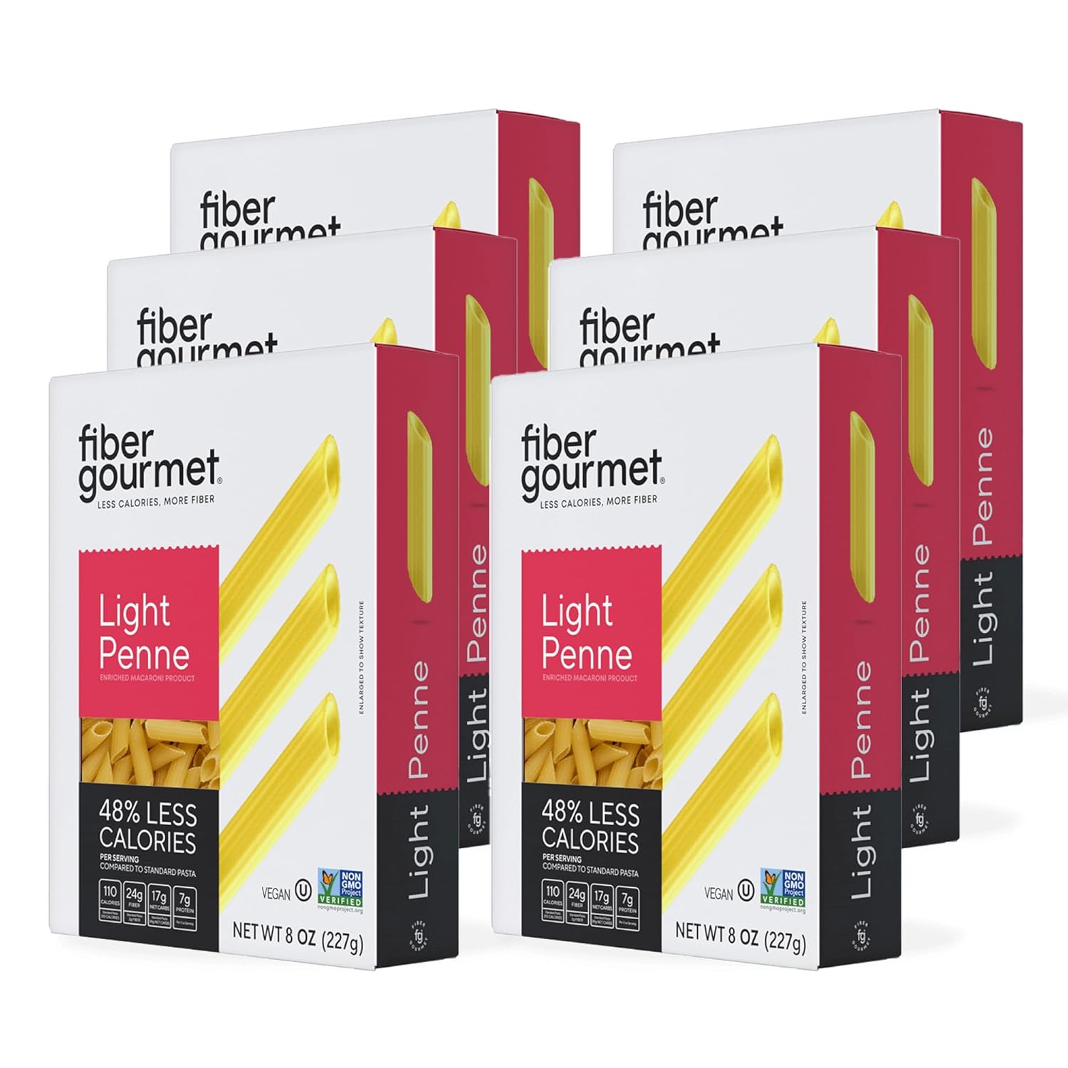 Fiber Gourmet Light Penne Low Net Carb Pasta – High Fiber, Keto Pasta with 48% Less Calories, 24g