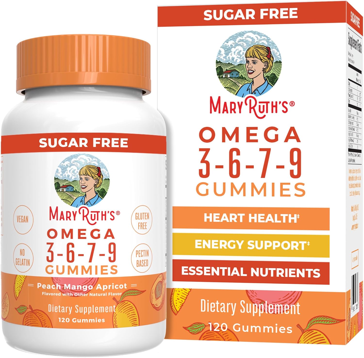 MaryRuth’s Vegan Omega 3 6 7 9 Gummies, No Fish Taste, Up to 4 Month Supply