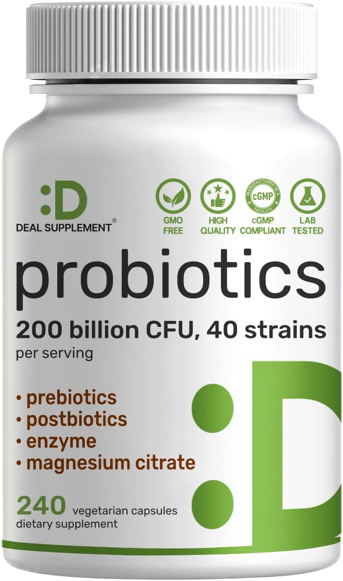 Probiotics 200 Billion CFU Per Serving, 40 Strains, 240 Veggie Capsules