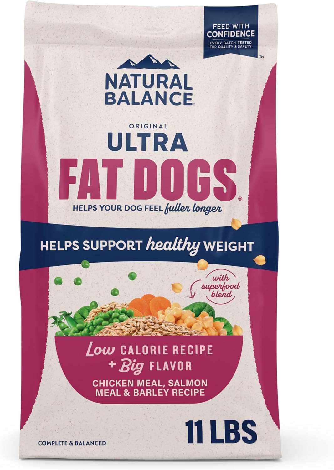 Natural Balance Fat Dogs, Chicken Meal, Salmon Meal & Barley, 11 lb