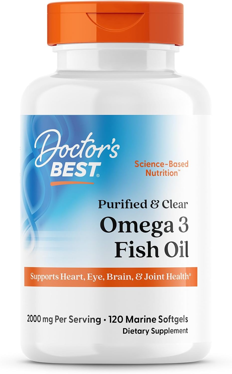 Doctor’s Best Omega 3 Fish Oil Supplement, Gluten Free, 120 Marine Softgels