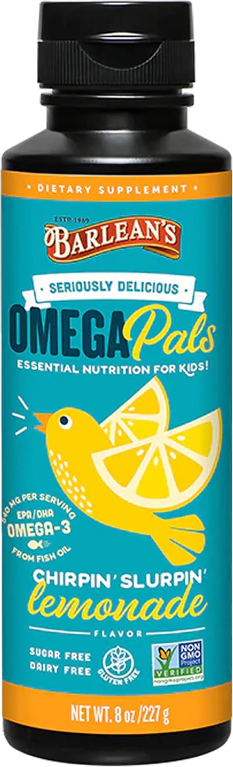 Barlean’s Lemonade Omega Pals Kids Omega-3 Fish Oil, 540mg EPA & DHA, 8oz