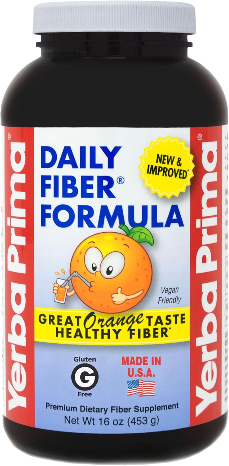 Yerba Prima Orange Daily Fiber Formula 1pound – Non-GMO, Gluten Free, Made in the USA, Delicious