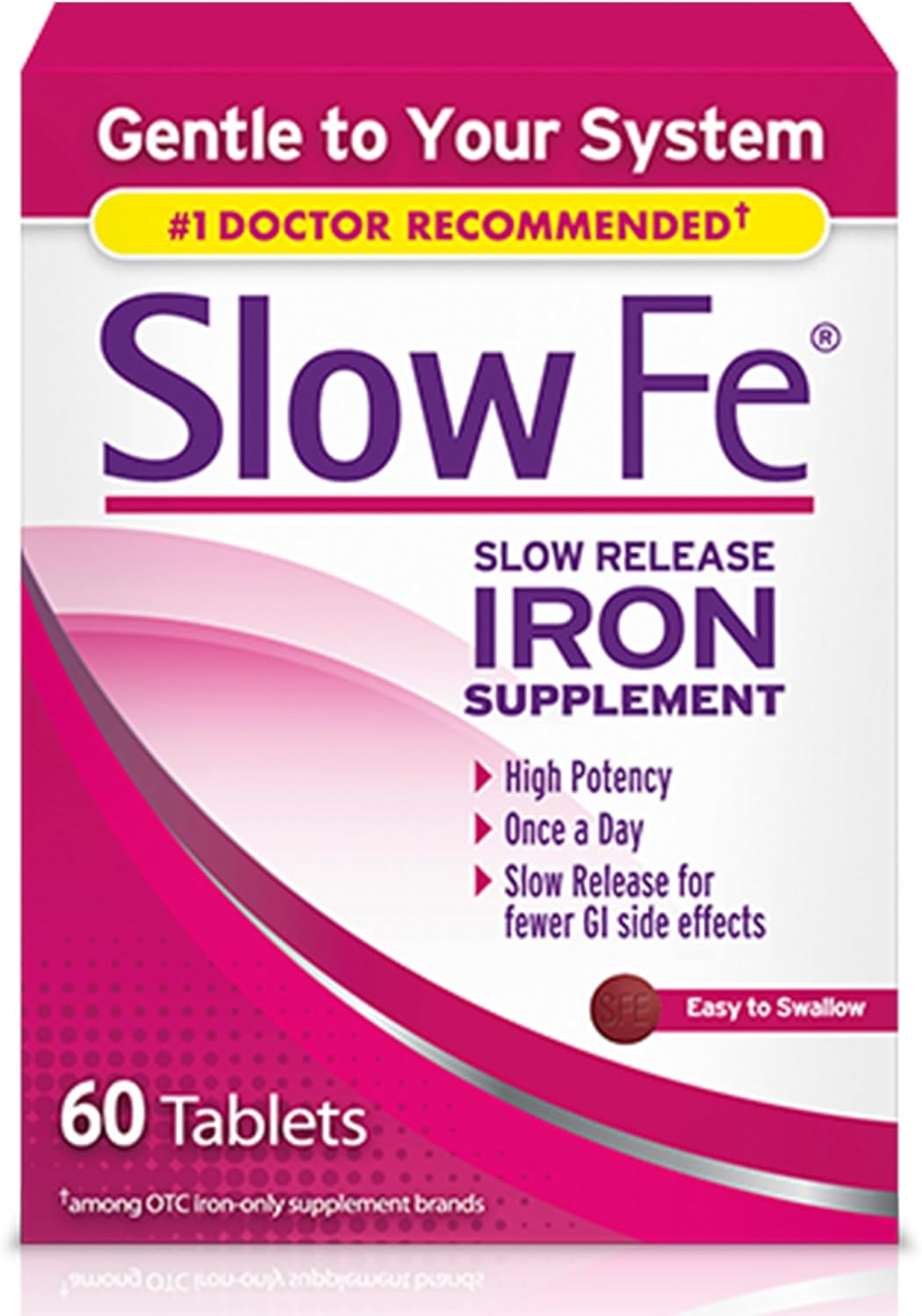 Slow Fe 45mg Iron Supplement for Iron Deficiency, Slow Release, 60 Tablets