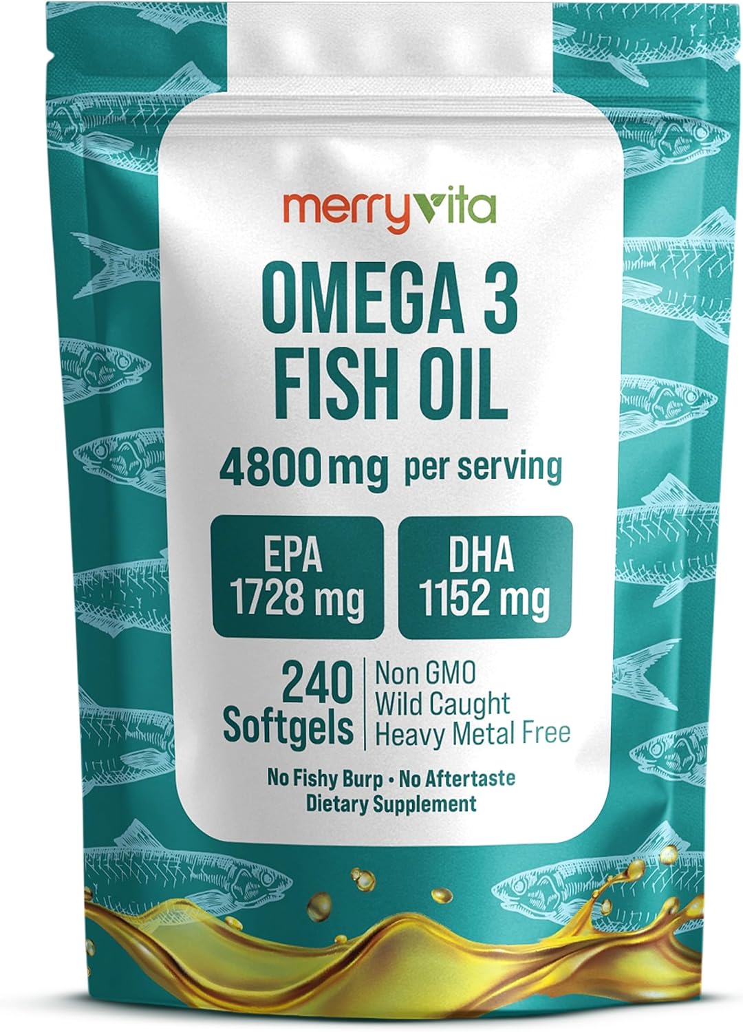 Omega 3 Fish Oil 4800 mg – EPA 1728 mg | DHA 1152 mg from Wild-Caught Anchovies – Burpless Mini Softgels