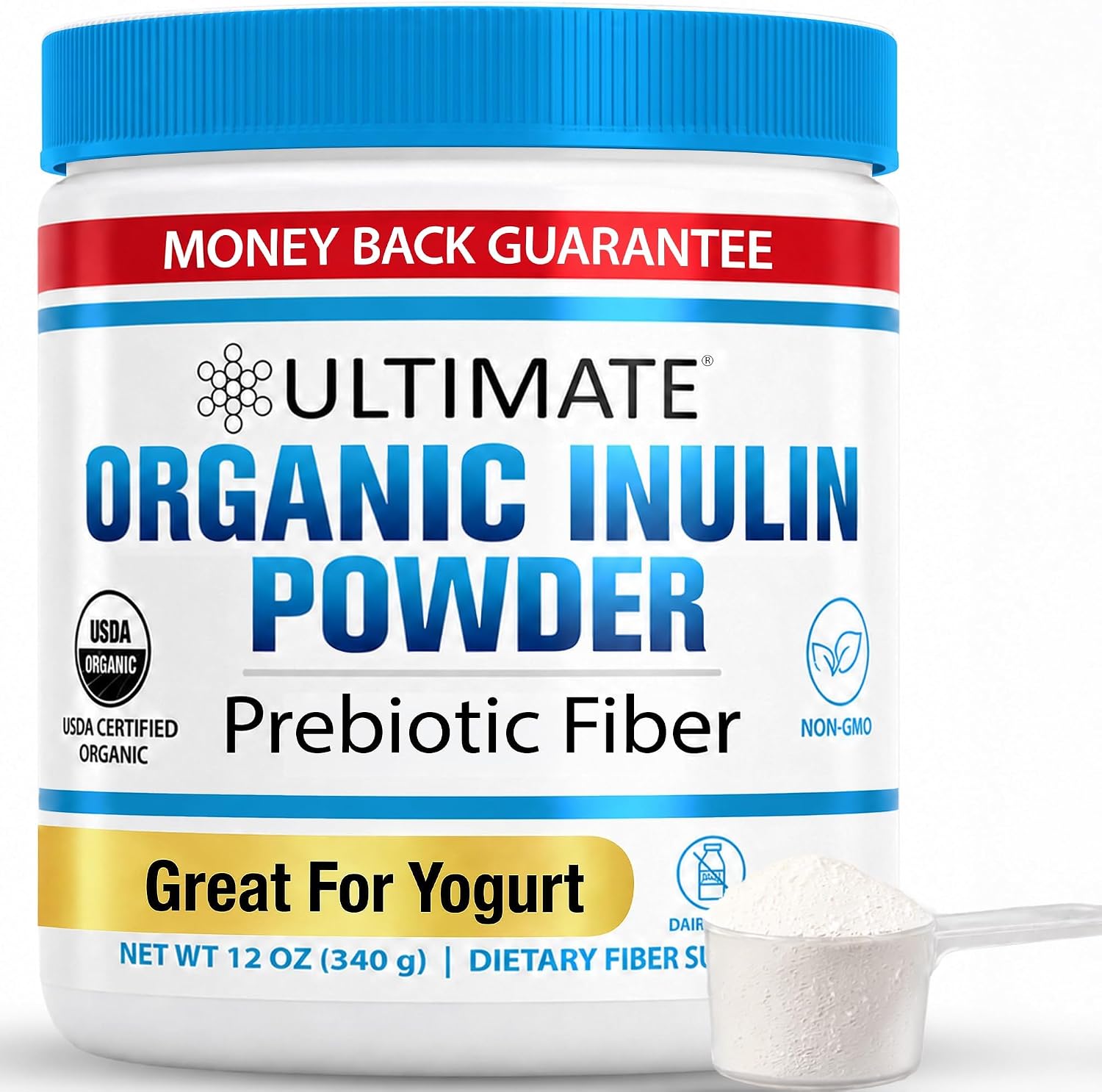 Ultimate Organic Inulin Powder for Super Gut & L. Reuteri Yogurt, Chicory Root Inulin Prebiotic