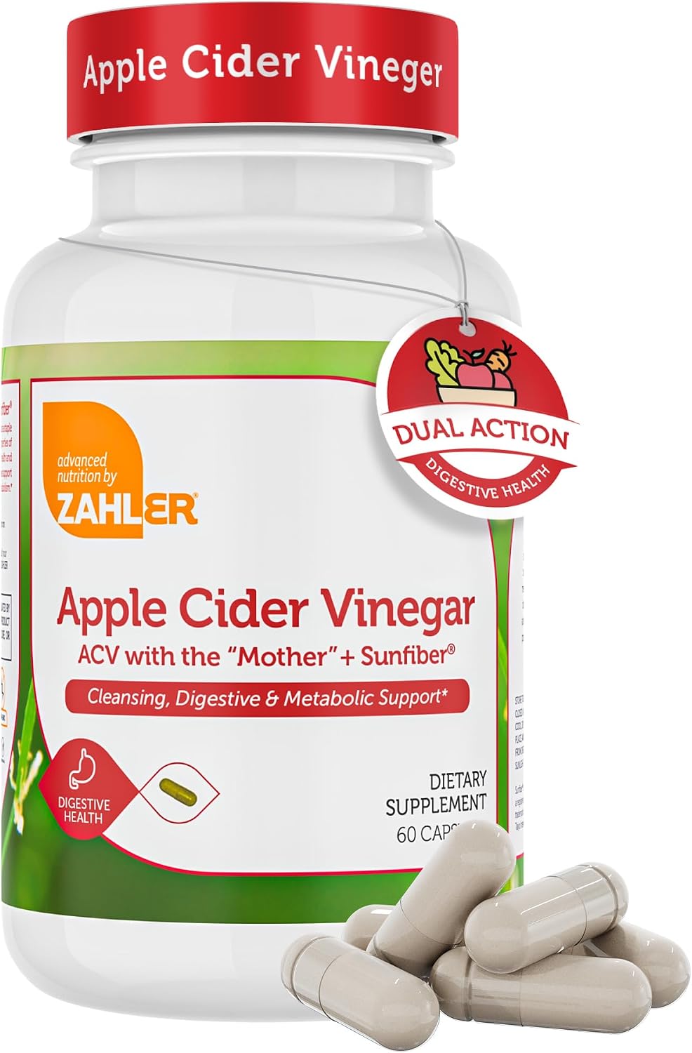 Zahler Apple Cider Vinegar Capsules with Fiber Supplement – Cleansing, Digestive and Metabolic