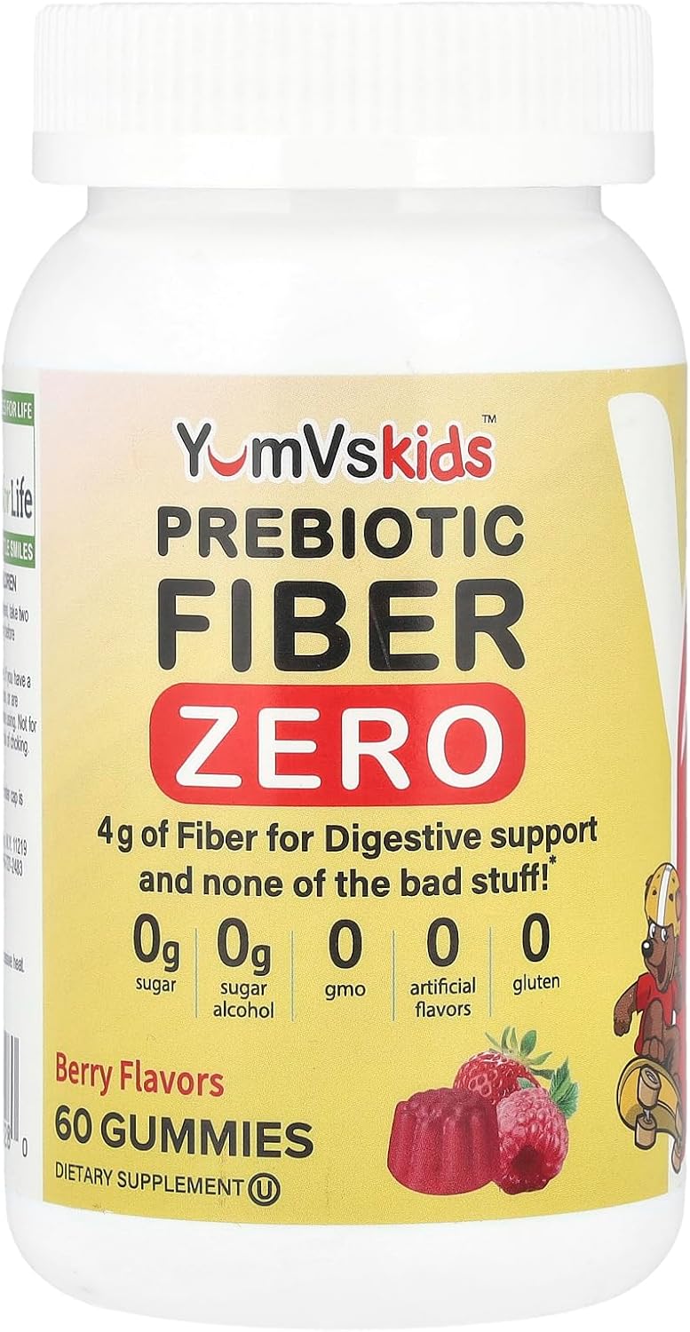 YUM-V’S Sugar Free Fiber Gummies, Prebiotic 4 g, Berry (60 Count)