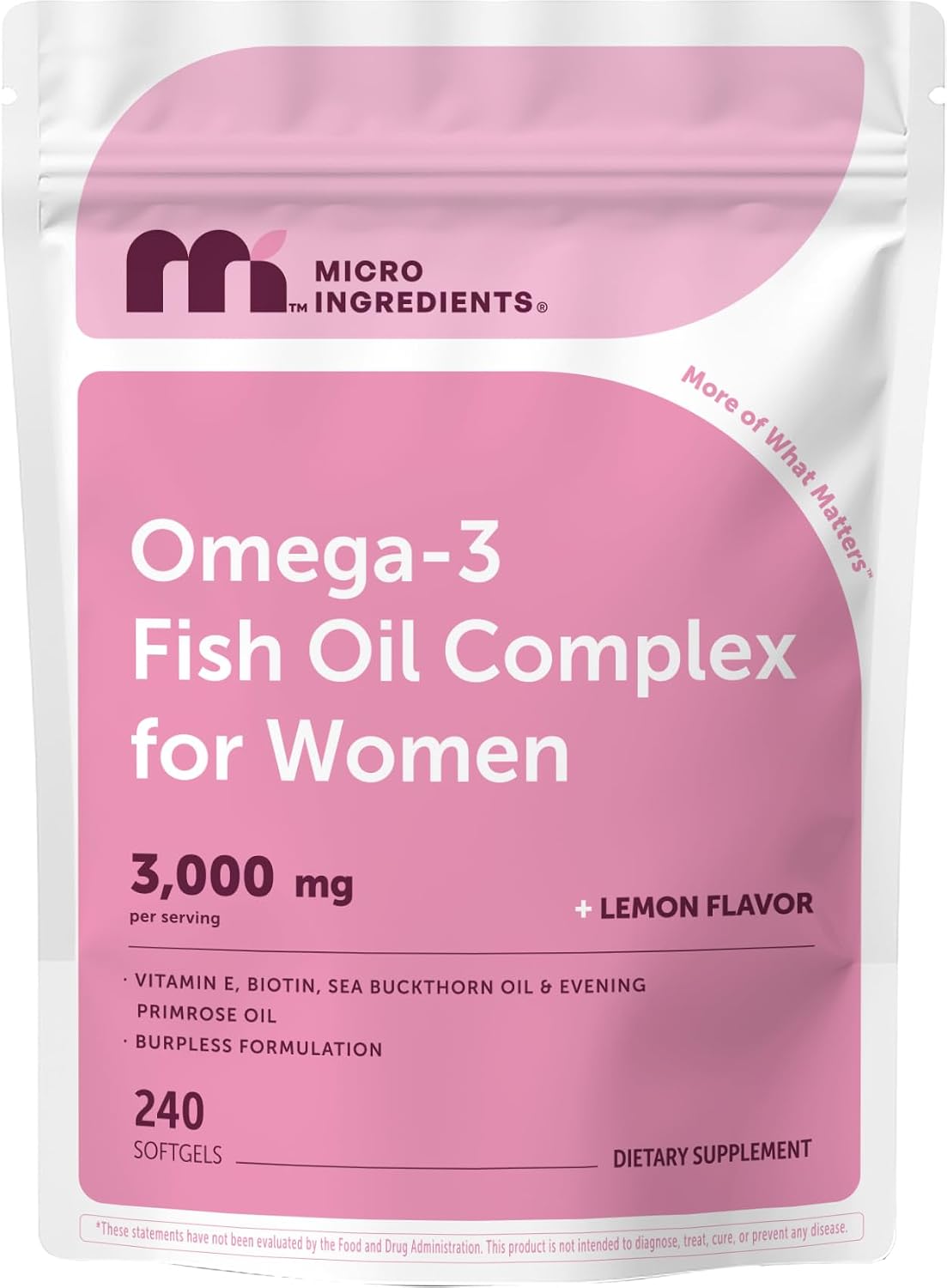 Micro Ingredients Omega-3 Fish Oil Complex for Women, 240 Softgels | EPA DHA + Omega-7 | with Vitamin