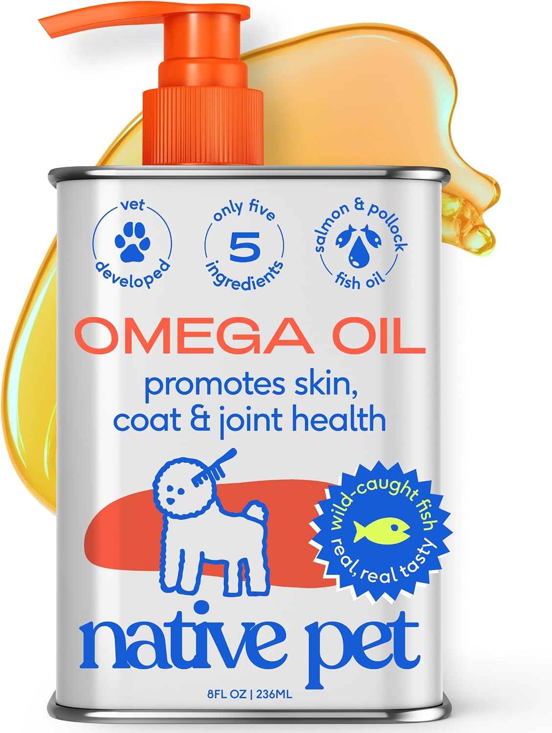 Native Pet Omega 3 Fish Oil for Dogs & Cats – Wild Alaskan Salmon Oil for Dogs Skin and Coat,