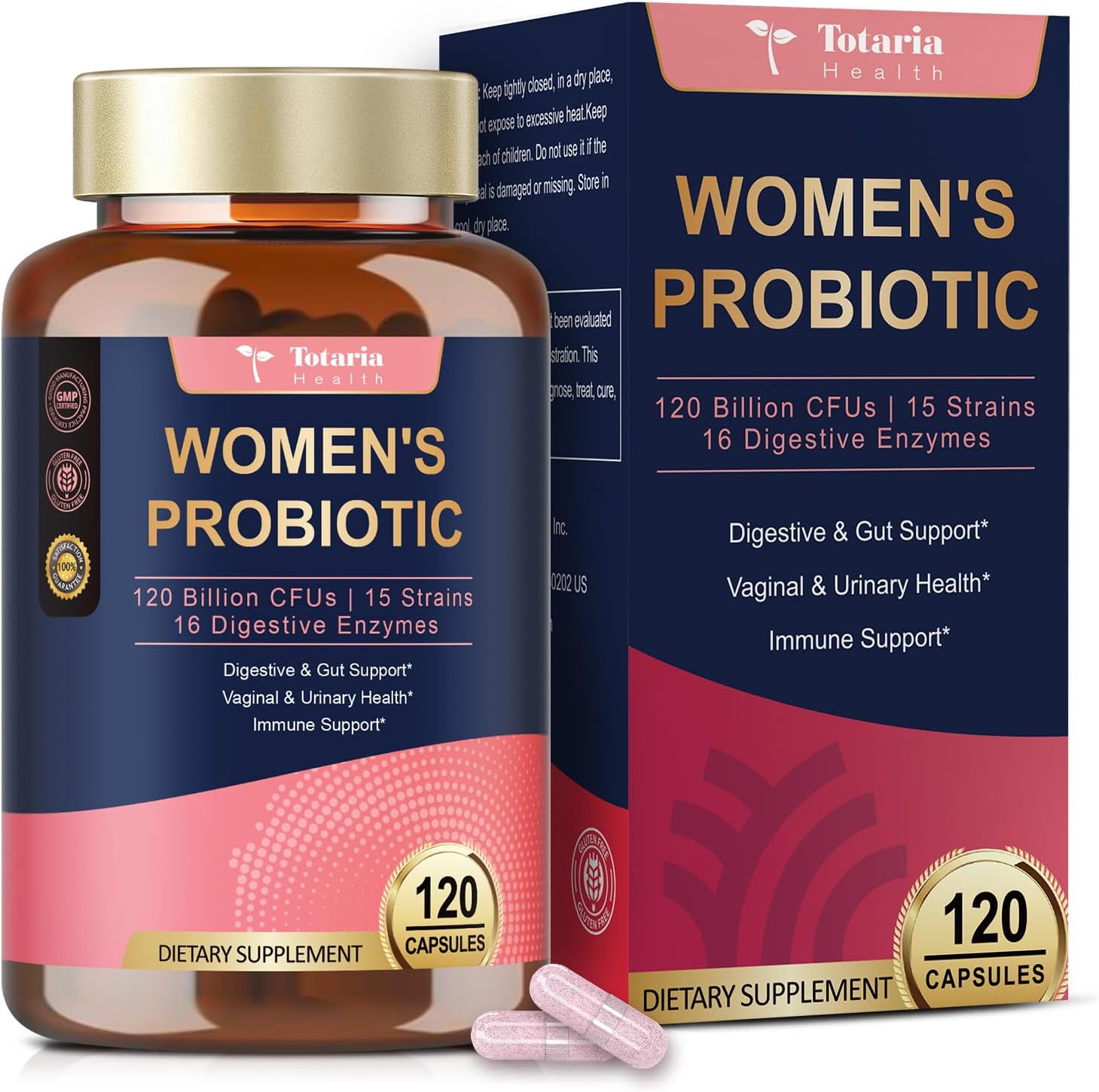 Totaria Probiotics for Women, 120 Billion Women Probiotic, with Akkermansia, Digestive Enzymes &